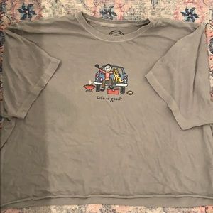 Life is good cropped oversized shirt